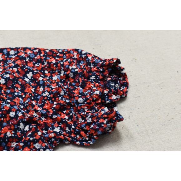 Michael Kors Women's Blouse Floral V-Neck Smocked Hem Top Regular Size M - Picture 7 of 8